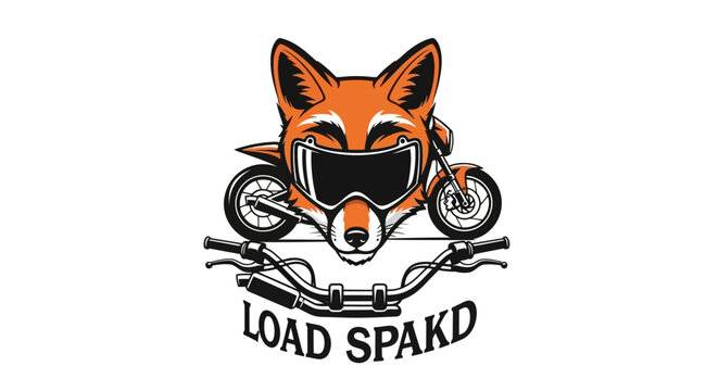 Cool Fox Rider with Motorcycle Helmet and Handlebars - "LOAD SPAKD" Logo