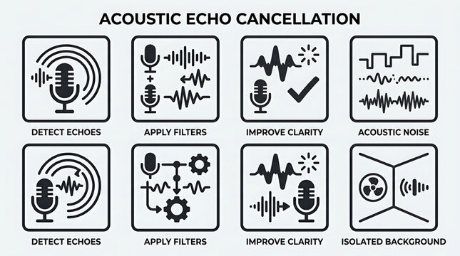 The acoustic echo cancellation system detects echos and improves clarity