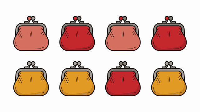 Colorful retro style coin purse wallet set with heart-shaped clasp