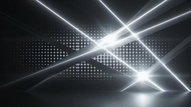 Abstract dark background with intersecting diagonal lines and halftone dots.