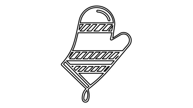 Sleek oven mitt glove vecto icon illustration for bakng and cooking concepts, pofessional kitchenware lin art graphic on white backround, elegant heat protecion tool symbol for recipe.