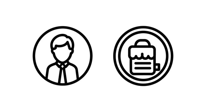 User profile icon and task list icon with clipboard checklist document illustration management organization planning schedule workflow progress assignment priority completion