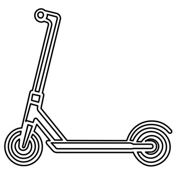 Modern electric kick scooter vector icon illustration Eco friendly urban transprtation and sustainable miro mobility vehicle in a mnimalist thin line style fr city travel apps.