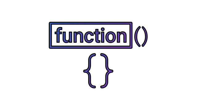 Professional flat Javascript function line vector icon illustration. Minimalist design for software engineering, web development, and digital script coding. Scalable tech element for ui design.