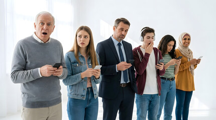 Fototapeta premium Group of people using mobile phones.