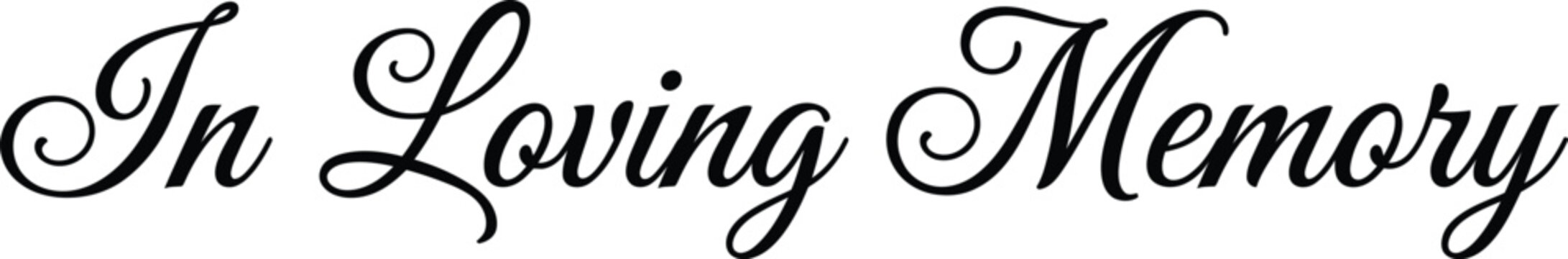 In loving memory text graphic isolated on transparent background for sympathy designs