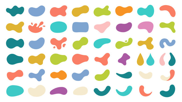 Colorful seamless vector pattern set with splashes, hearts and drops, vintage hipster style illustration design, retro cartoon art elements