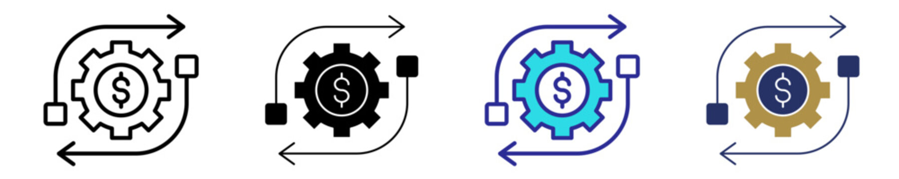 Financial Workflow Icon Set Multiple Style Collection