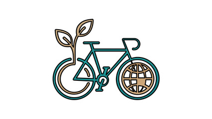 Fototapeta premium Sustainable bicycle transport vector icon. Minimalist flat illustration for eco friendly mobility, green energy promotion, urban cycling culture, and environmental protection design themes.