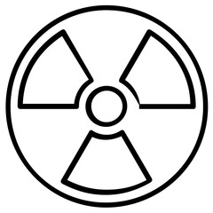 Fototapeta premium Nuclear radiation and radioactive hazard warning symbol line icon. Minimalist flat vector illustration for industrial safety, toxic waste alert, and environmental protection outline design.