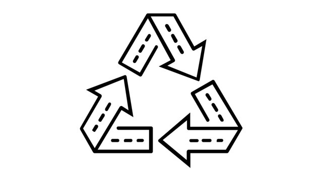Universal recycling symbol featuring triangular arrows line icon vector illustration designed for environmental awareness, zero waste lifestyles, and circular resource management systems.