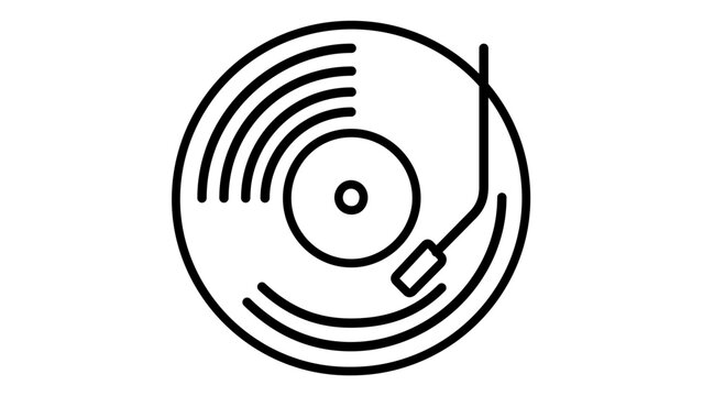 Spinning vinyl record music player vector icon illustration with editable stroke and customizable line weight perfect for minimalist audio production and entertainment graphic design theme.