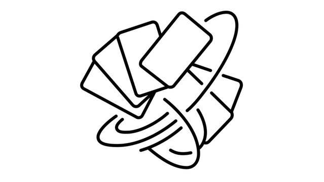 Minimalist playing cards spreading vector icon with editable stroke, professional gambling deck illustration for casino gaming concepts, clean line art scalable graphic for web and print apps.