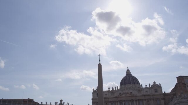 Vatican Obelisk and Basilica Skyline in Rome Italy Summer Shot with Cinema Camera