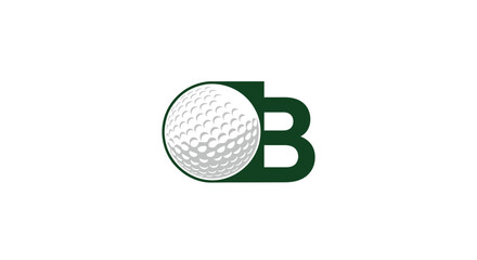 Golf Ball and Green "B" Logo on White Background © gunawan