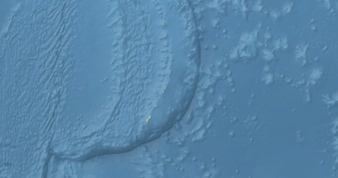 Northern Mariana Islands on Globe. Zoom into the country with Earth spinning on dark background. Physical world map with Northern Mariana Islands and label on it. Country view animation.