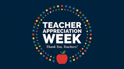 Fototapeta premium Teacher appreciation week thank you greeting with red apple