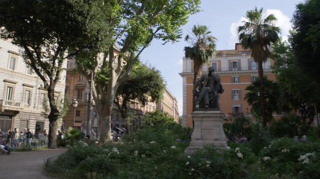 Garden and Palm Trees in Central Rome Italy Summer Shot with Cinema Camera