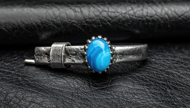 Brilliant Blue Larimar Stone Set in Textured Silver Bracelet
