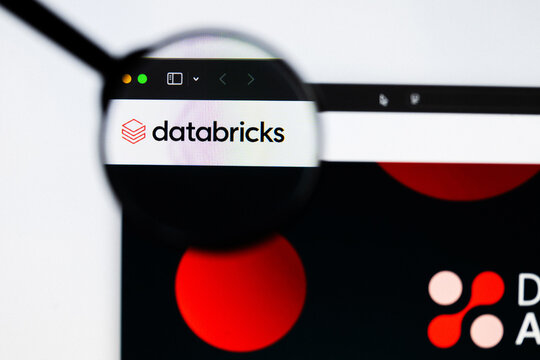 Milan, Italy 2026, 20 Apr Closeup of Databricks AI website on a laptop screen. Databricks AI logo under a magnifying glass.