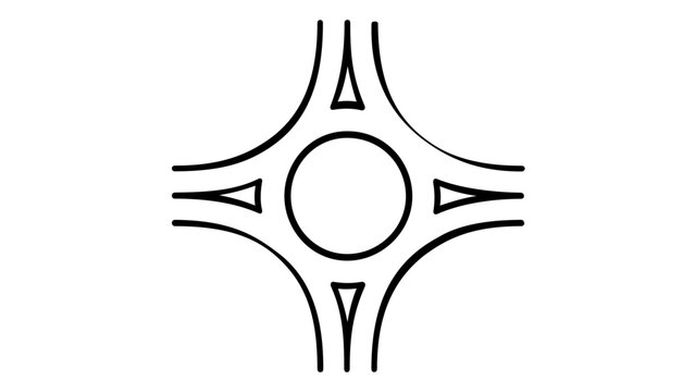 Highway road intersection and cloverleaf interchange vector icon. Minimalist thin line illustration of traffic junction, infrastructure, transit, and transportation engineering design symbol.