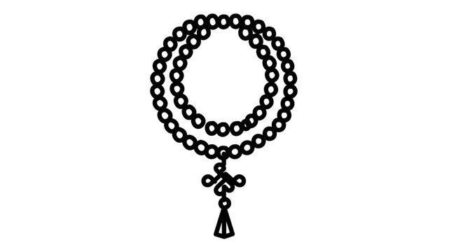 Minimalist strand of prayer beads line icon featuring an editable stroke for religious worship. This vector illustration represents spiritual meditation, tasbih, and rosary beads in a thin line.