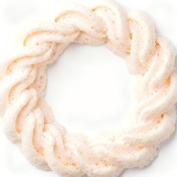 Macro Closeup of Luxury Skincare Cream Foam Arranged in a Circular Frame Border with White Copy Space