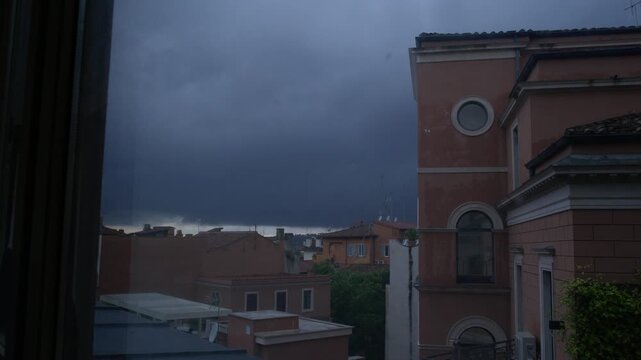 Dramatic Storm Sky Over Historic Buildings in Rome Italy Shot with Cinema Camera