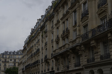 Fototapeta premium Haussmann style buildings in paris under cloudy sky