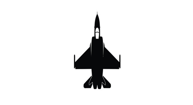 Military jet aircraft silhouette against a white background silhouette