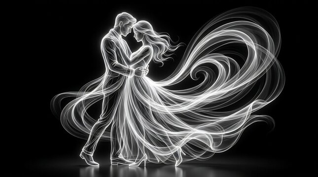 Romantic couple dancing tango isolated