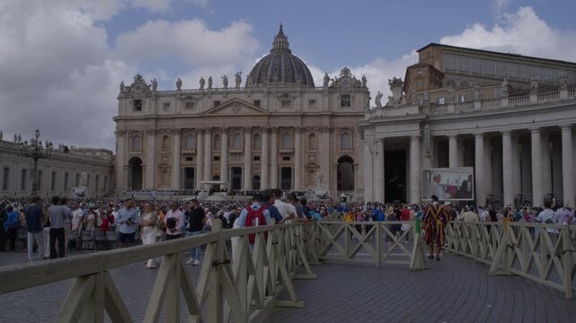 Crowds in St Peters Square Vatican City Rome Summer Shot with Cinema Camera