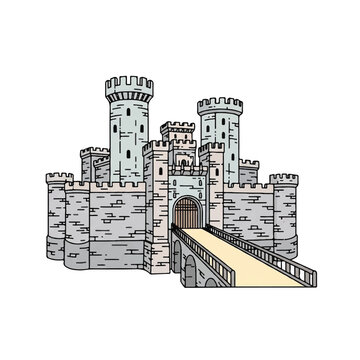 Medieval Castle Architecture Stone Fortress.