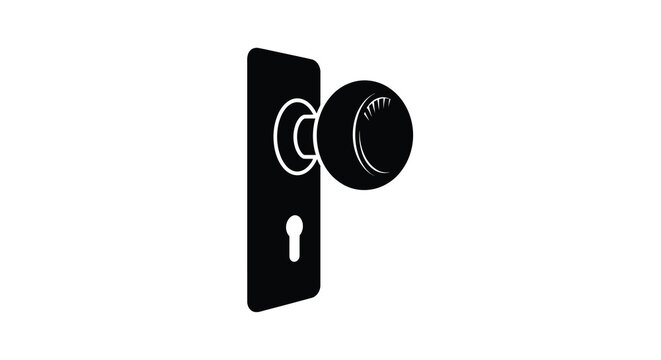 Door handle with keyhole and knob black silhouette