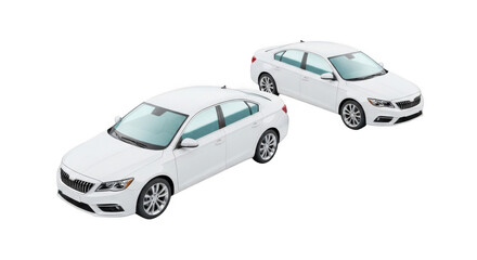 Fototapeta premium Two white cars parked side by side outdoors