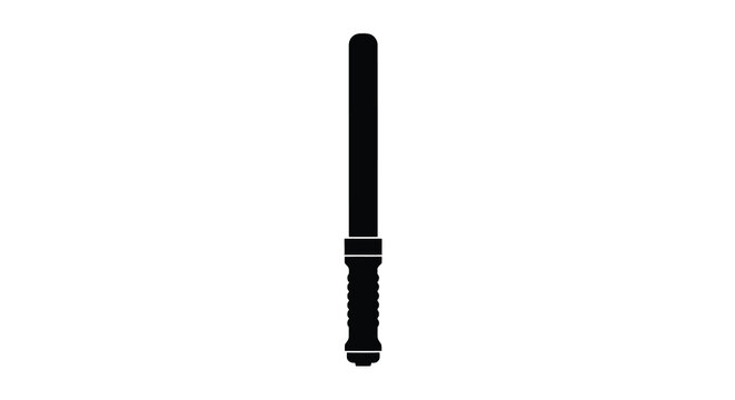 Police baton with textured grip black and white silhouette