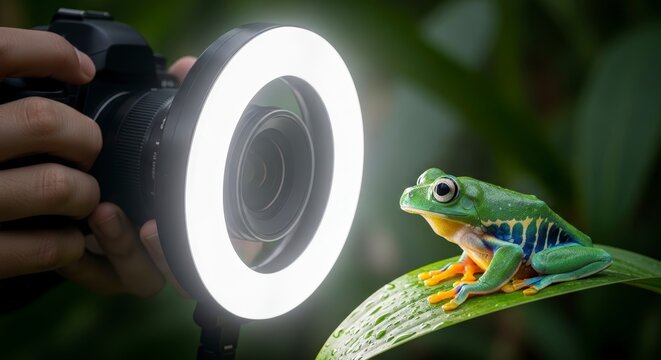 Frog Photography with Ring Light Setup.