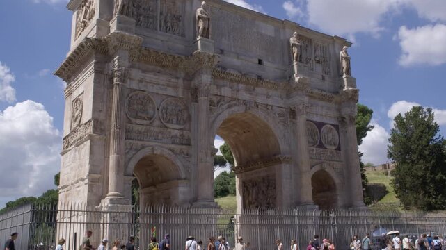 Historic Arch of Constantine in Rome Italy Summer Travel Shot with Cinema Camera