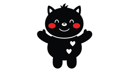 Black bear cub silhouette with hearts simple vector illustration © Mdmojibur