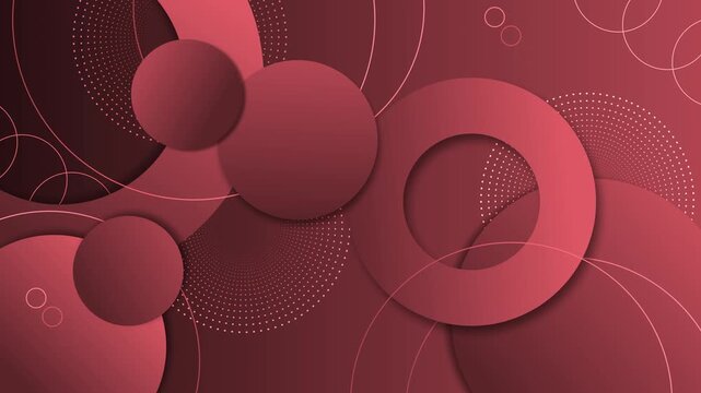 Abstract layered circles and rings with dotted halftone accents background animation