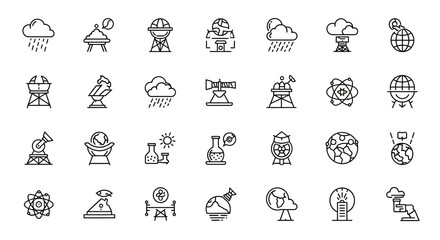 Fototapeta premium Collection of science, technology and weather icons