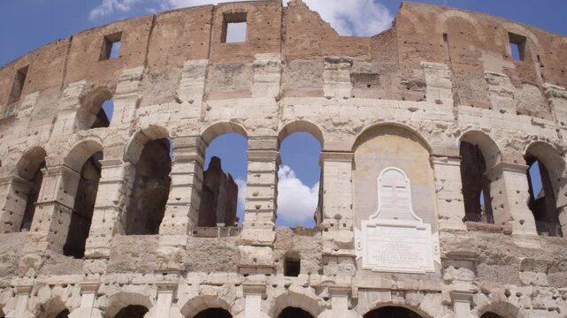 Ancient Roman Colosseum Architecture Rome Italy Summer Shot with Cinema Camera