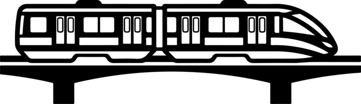 Monorail, train, transportation, icon, black, vector graphics