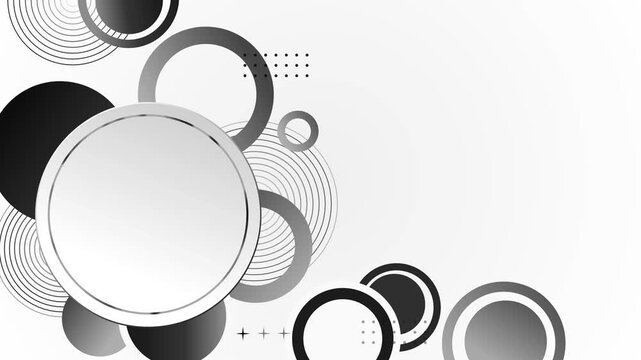 Abstract dark background with concentric rings and circular shapes animation