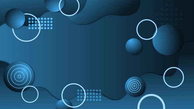 Abstract background with layered circles fluid shapes and dotted accents, modern geometric composition animation
