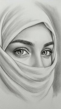 woman wearing hijab looking mysterious with eyes