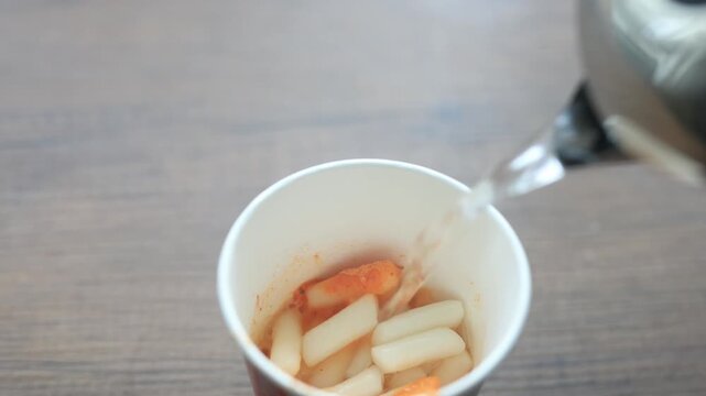 traditional Korean tteokbokki spicy rice cakes with gochujang sauce