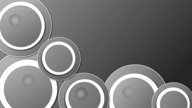 Abstract background layered circular shapes and rings across the bottom-left to right animation