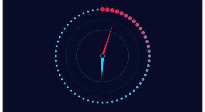 Minimalist digital clock ui animation with rotating gradient loading ring animation