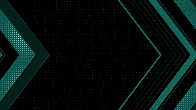 Dark abstract background with chevron arrows and dotted patterns animation